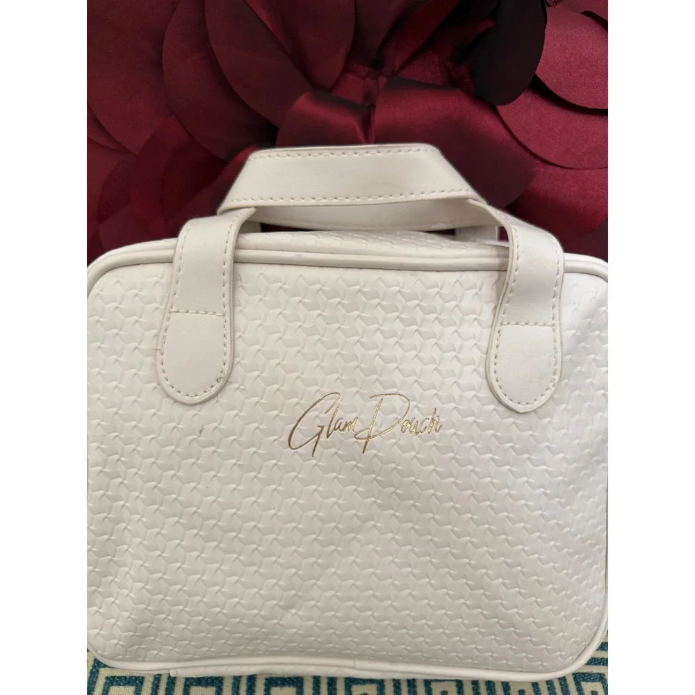 Glam Pouch Makeup Bag White Cosmetic Travel‎ Organizer Brush Holder Case